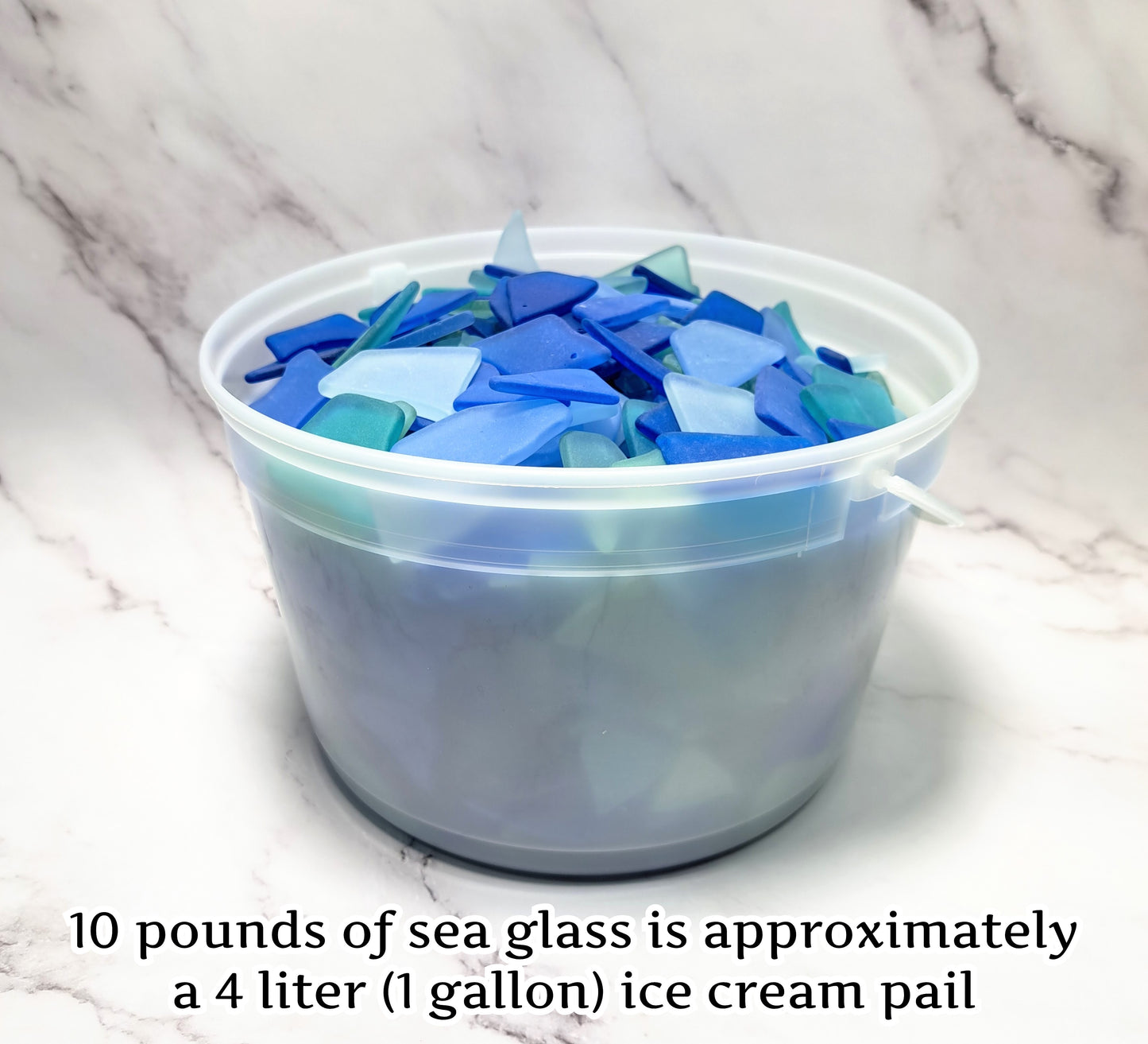 10 Pounds of sea glass - Curved and flat piece - Blue mix