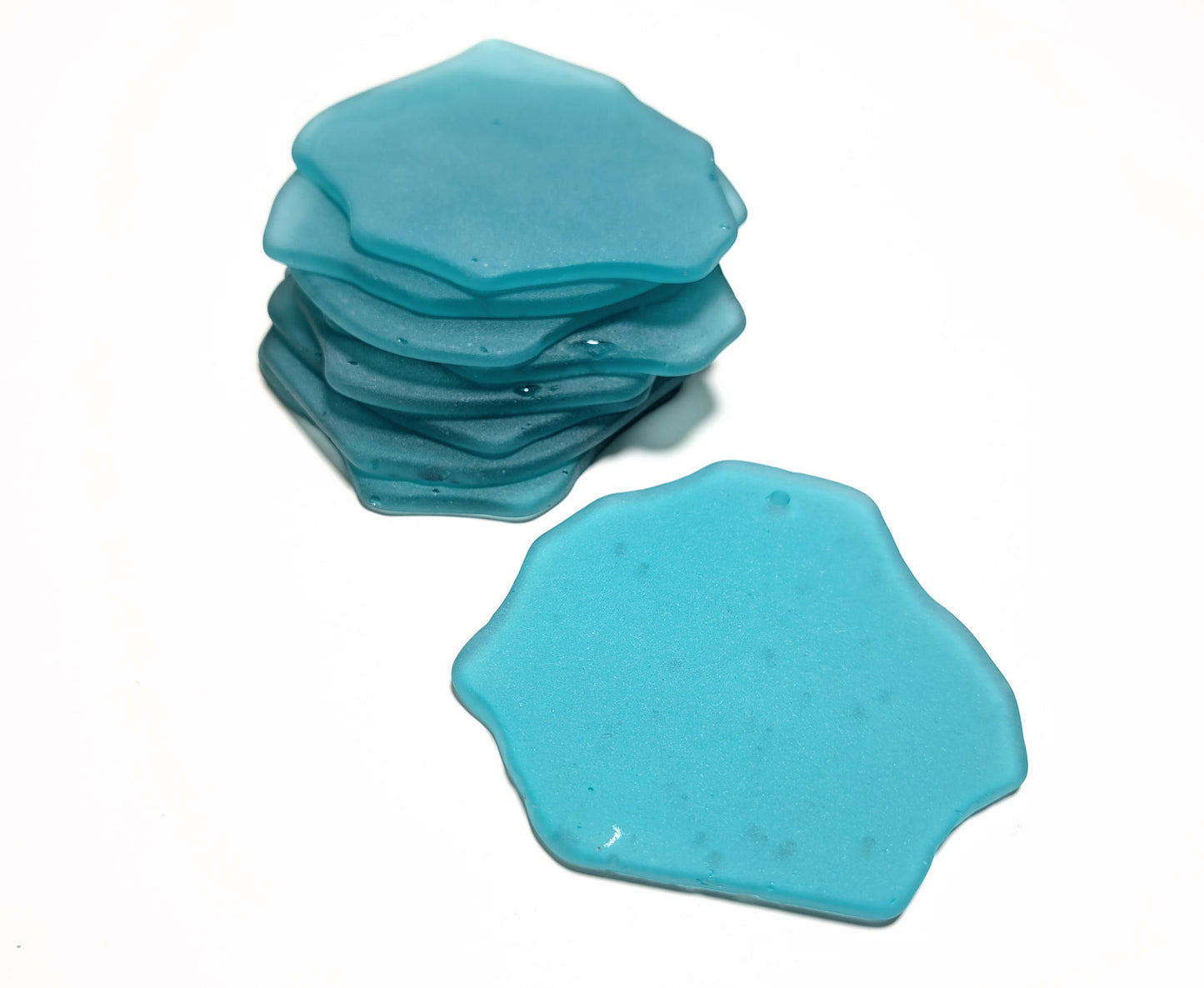 Sea glass ornament blanks - Set of 10 - Teal