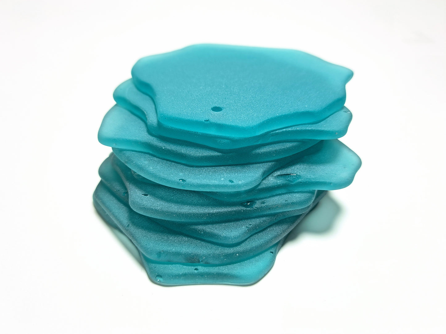 Sea glass ornament blanks - Set of 10 - Teal
