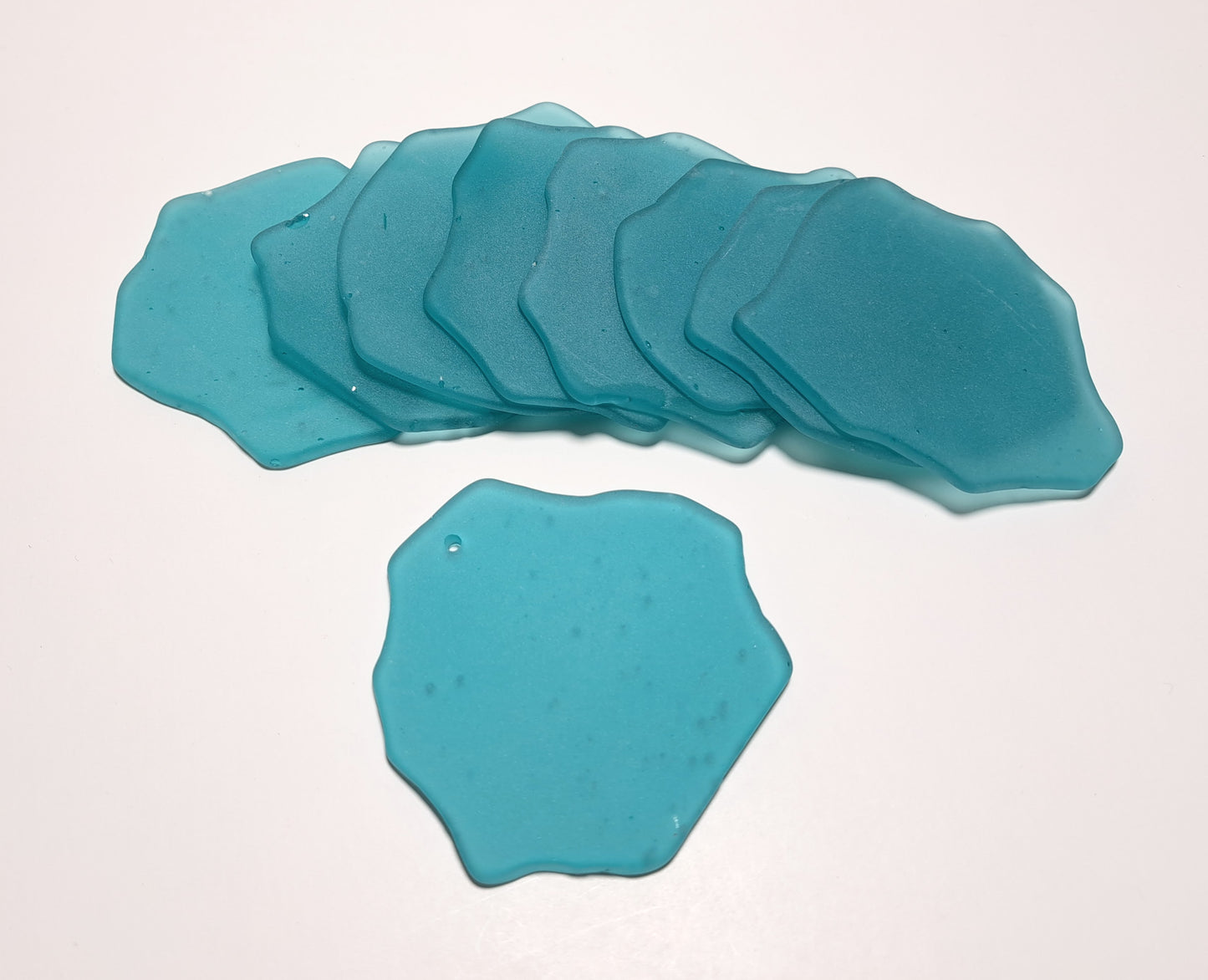 Sea glass ornament blanks - Set of 10 - Teal