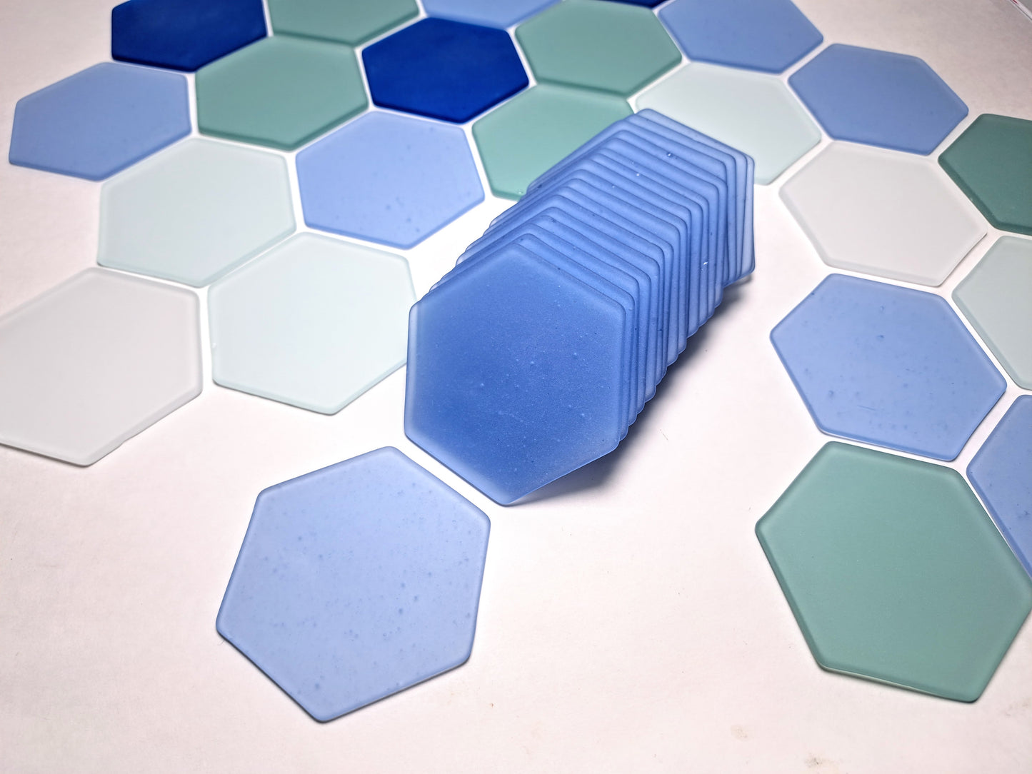 Sea Glass Hexagons - Set of 10