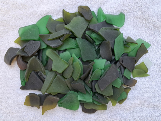 10 Pounds of Sea Glass - Green Bottle Glass