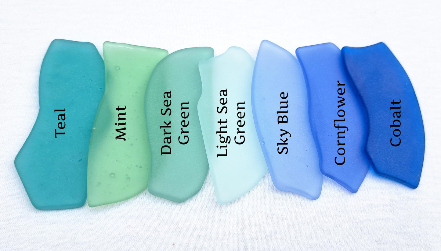 Blue & Green Sea Glass Place Cards - Set of 20 - Irregular Shaped Pieces