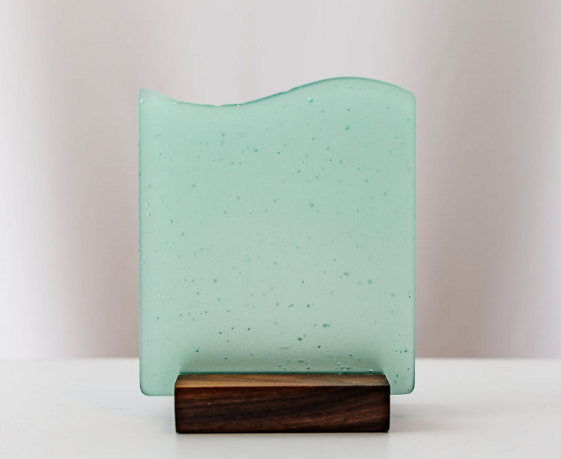 Mint Sea Glass Sign Blank - 5x4 Inch Tumble Glass Piece