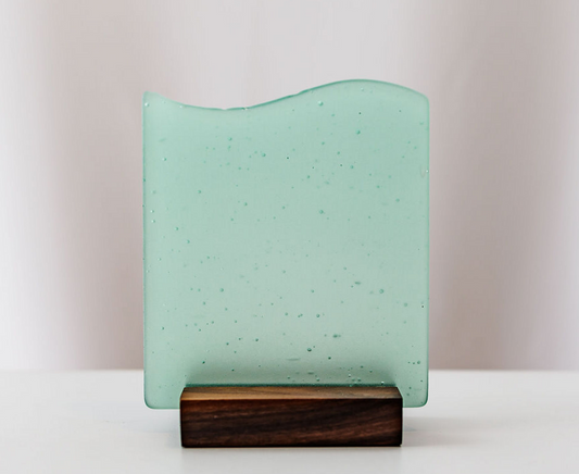Mint Sea Glass Sign Blank - 5x4 Inch Tumble Glass Piece