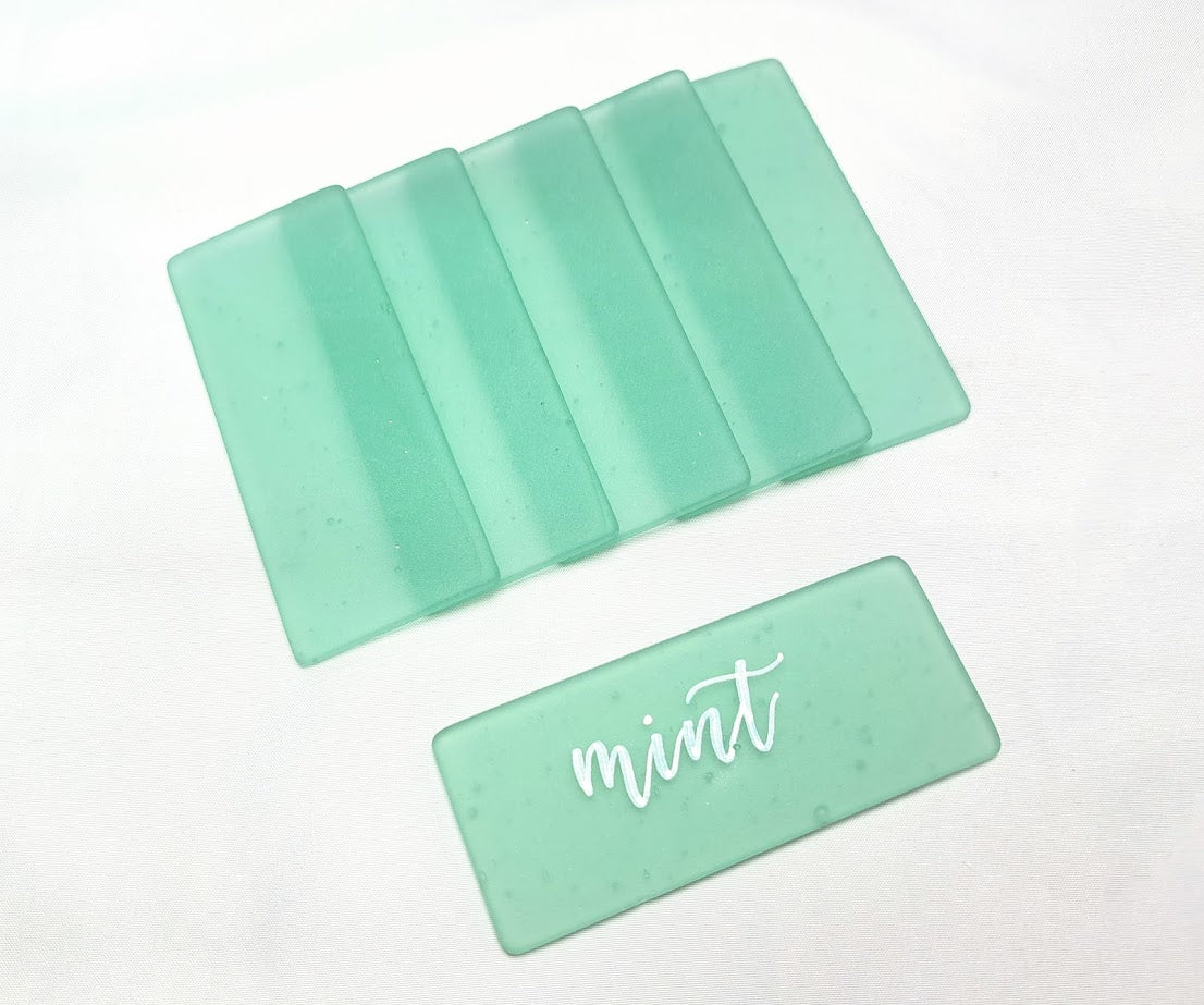 Mint Sea Glass Place Cards - Set of 20 Tumbled Glass Tiles