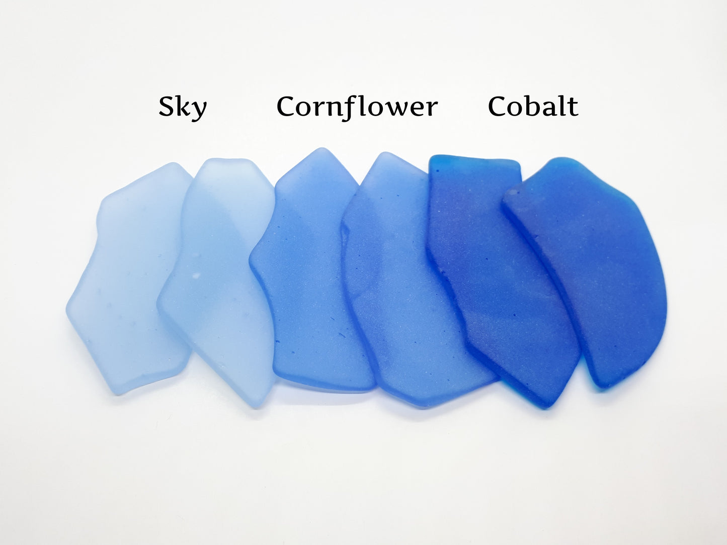 Blue Sea Glass Place Cards - Set of 20 - Irregular Shaped Pieces