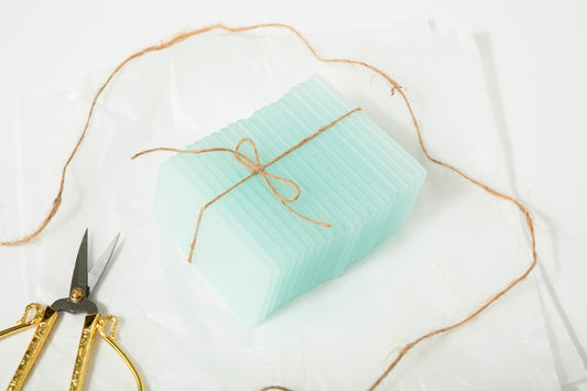 Light Sea Green Sea Glass Place Cards - Set of 20 Tumbled Glass Tiles