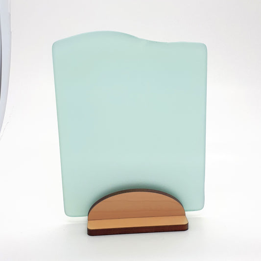 Dark sea green sea glass sign blank - 5x4 inch tumble glass piece