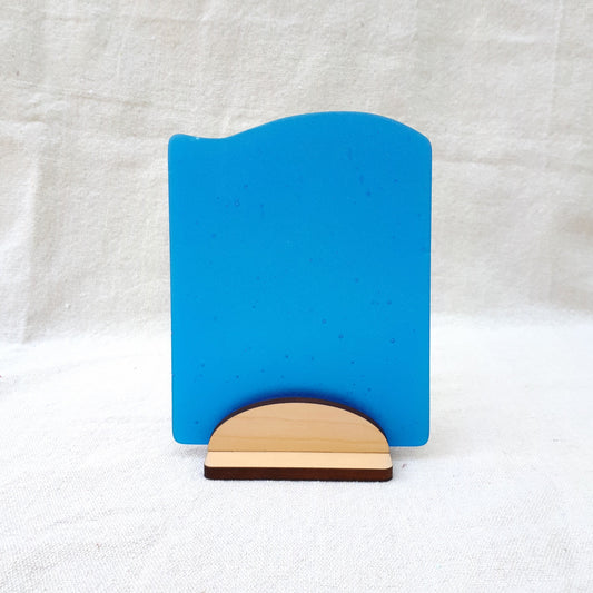 Cobalt blue sea glass sign blank - 5x4 inch tumble glass piece