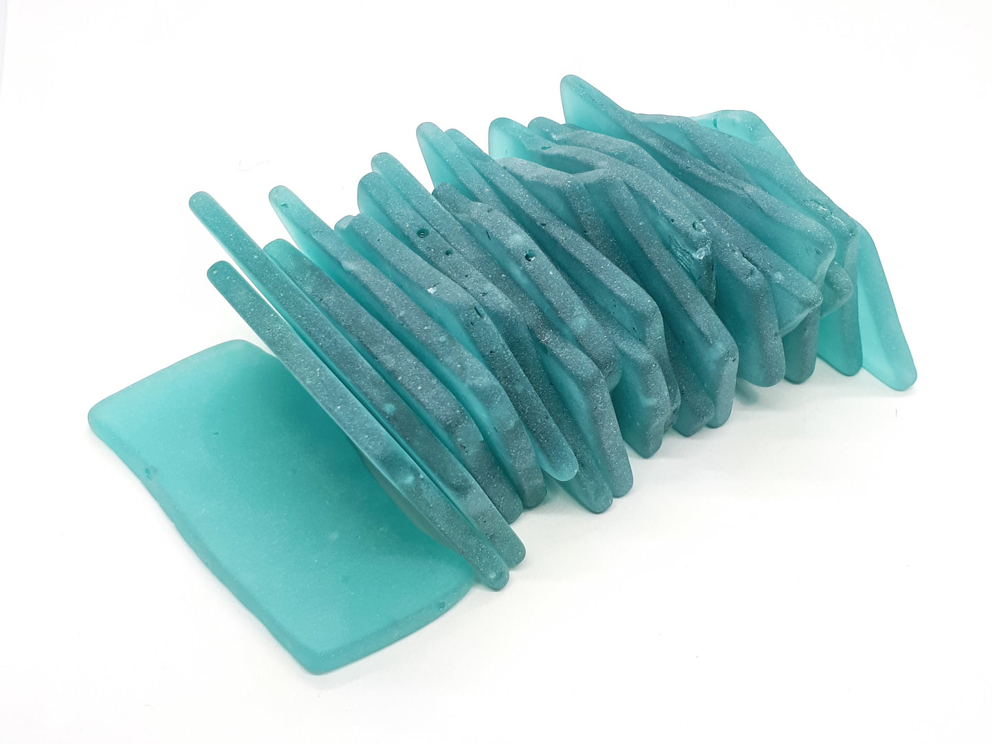 Teal Sea Glass Place Cards - Set of 20 - Irregular Shaped Pieces