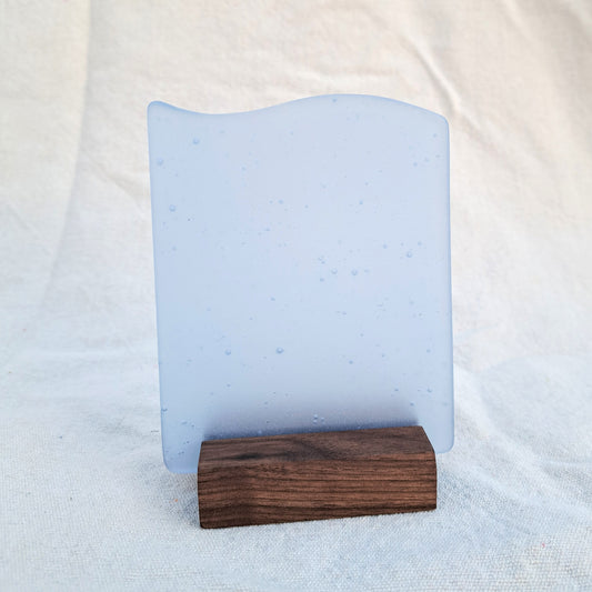 Sky blue sea glass sign blank - 5x4 inch tumble glass piece