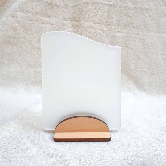 White sea glass sign blank - 5x4 inch tumble glass piece