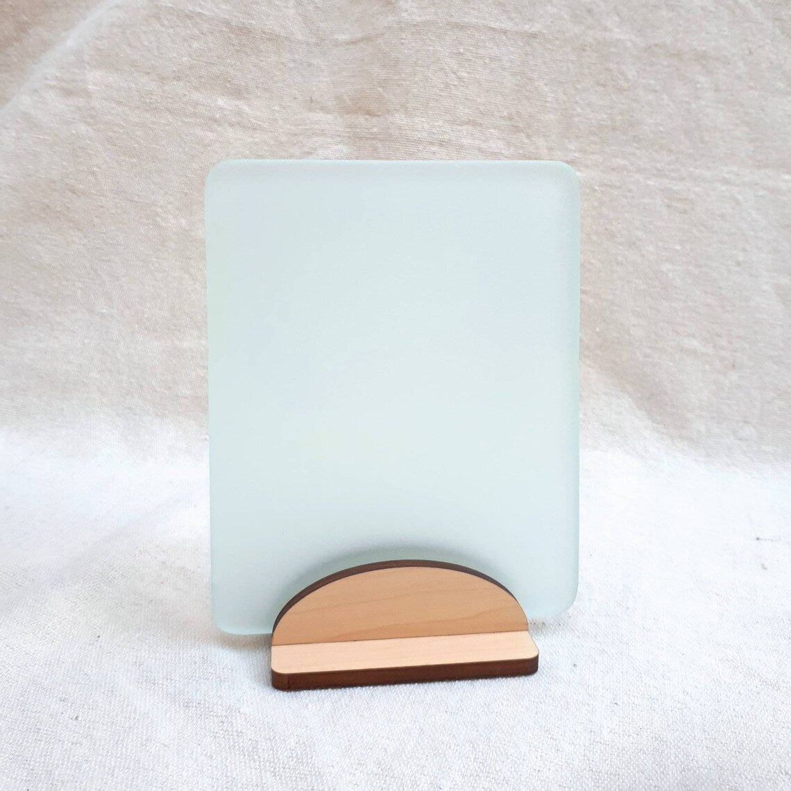 Light sea green sea glass sign blank - 5x4 inch tumble glass piece