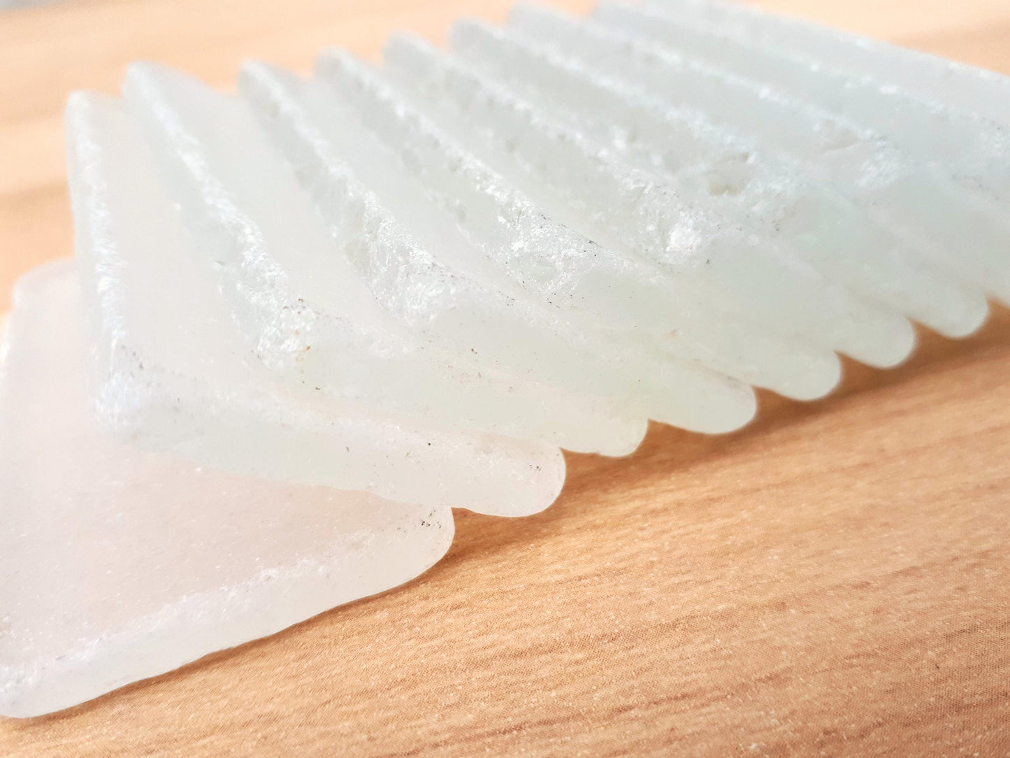 White Sea Glass Place Cards - Set of 20 Tumbled Glass Tiles