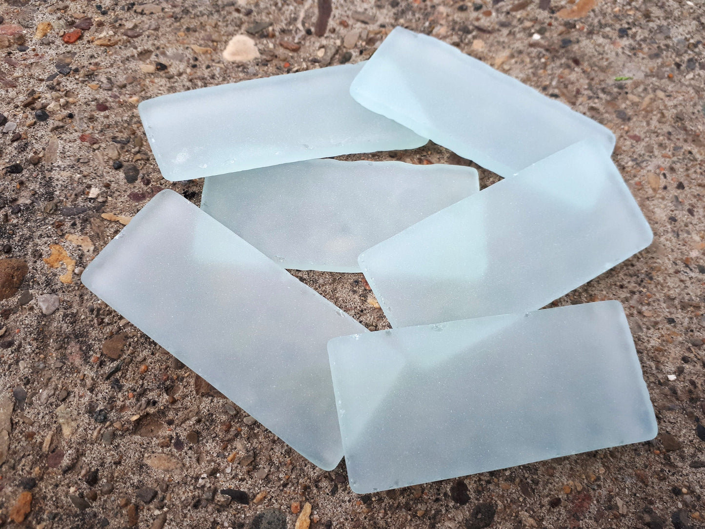 Light Sea Green Sea Glass Place Cards - Set of 20 Tumbled Glass Tiles