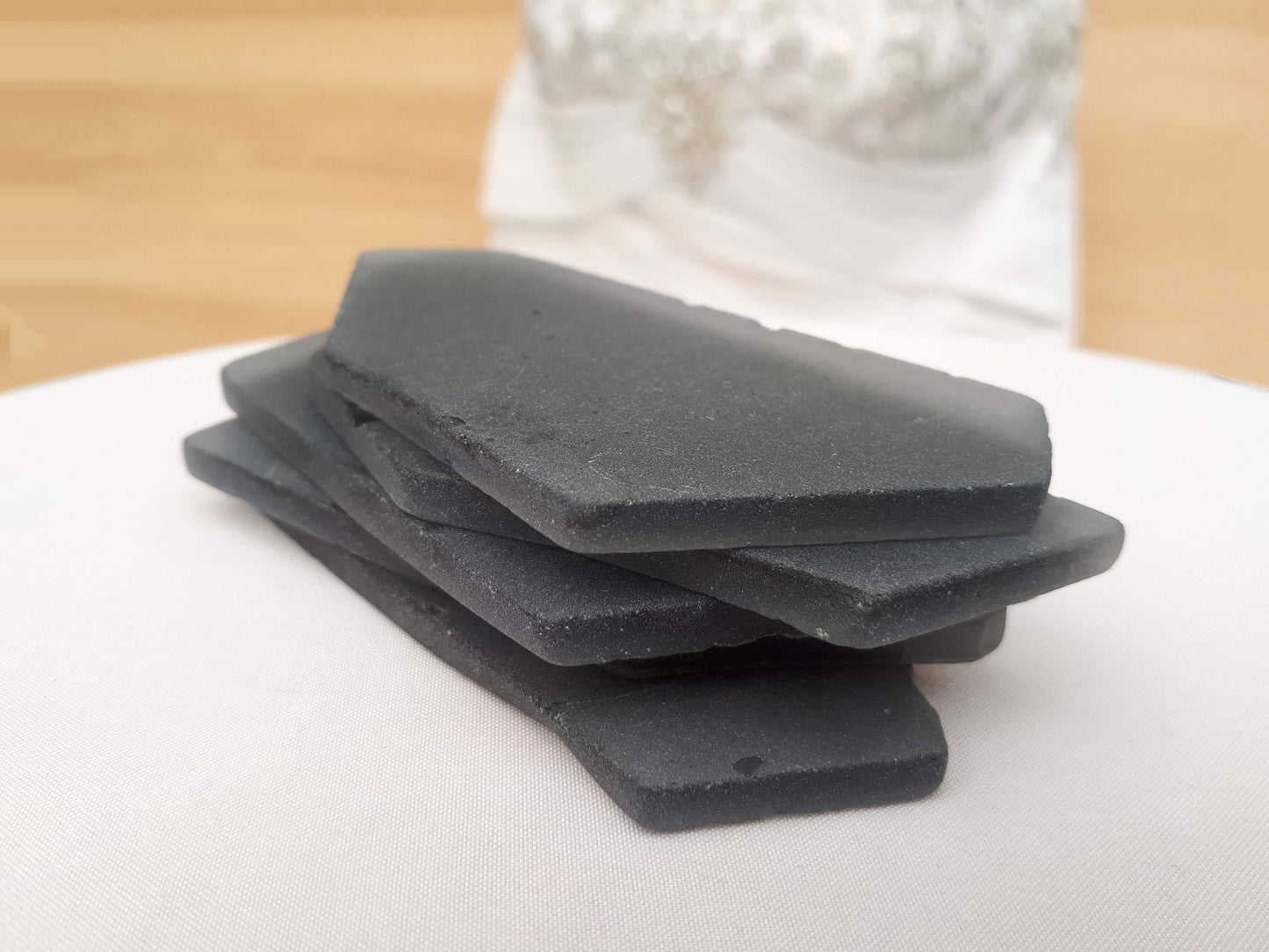 Grey Sea Glass Place Cards - Set of 20 - Irregular Shaped Pieces