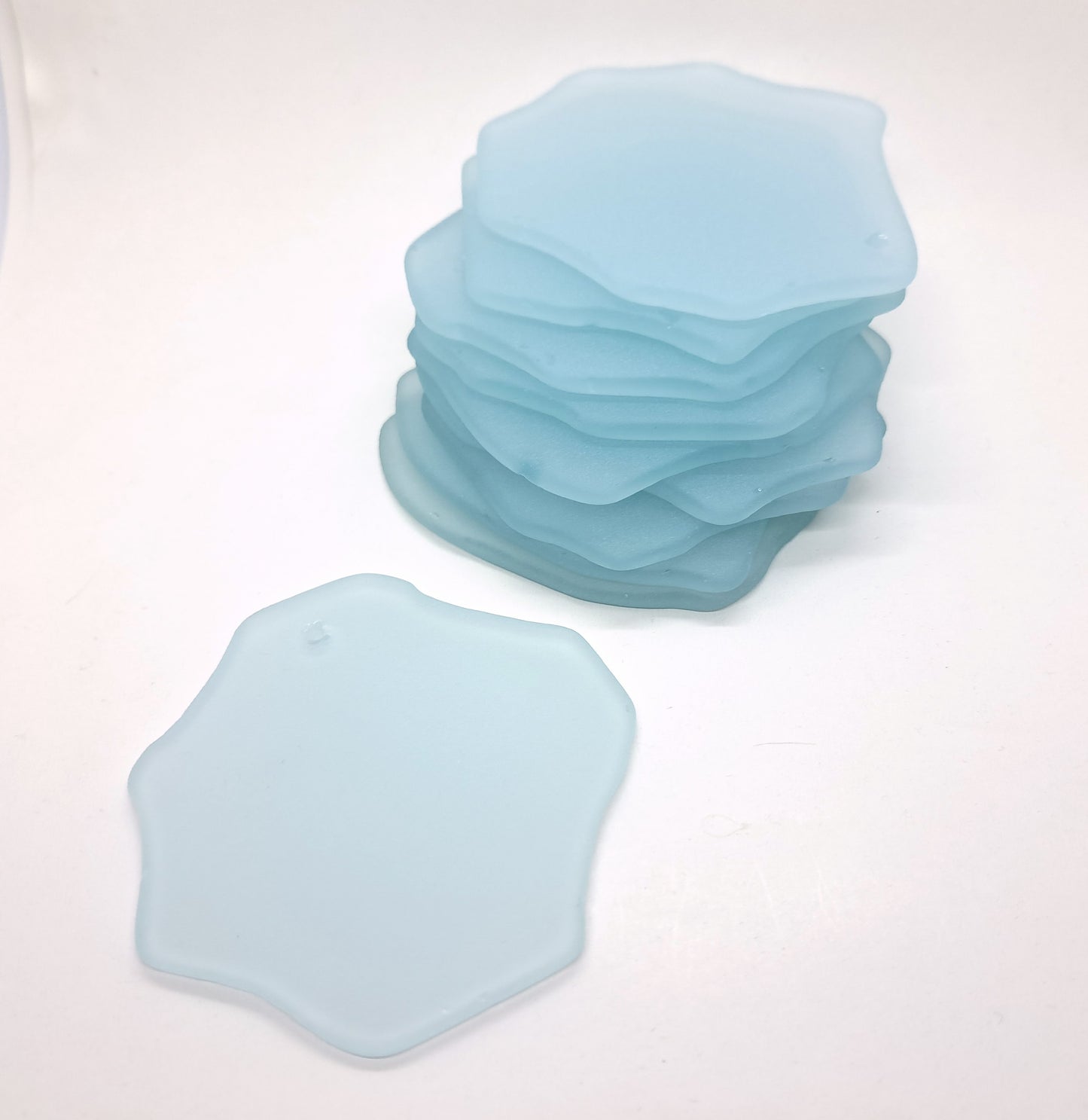 Sea glass ornament blanks - Set of 10 - Light Sea Green