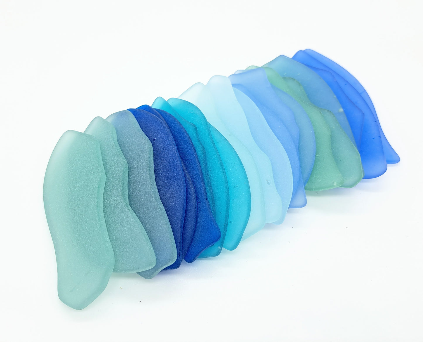 Blue & Green Sea Glass Place Cards - Set of 20 - Irregular Shaped Pieces