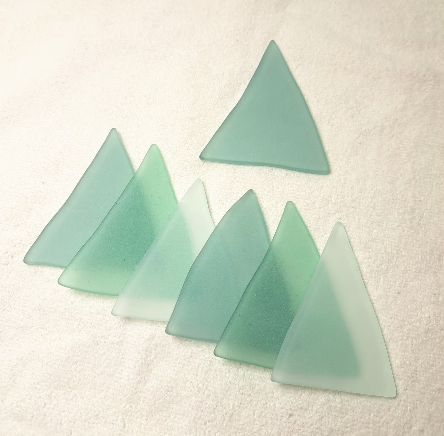 Sea Glass Triangles - Green - Set of 10 - 3 Inches