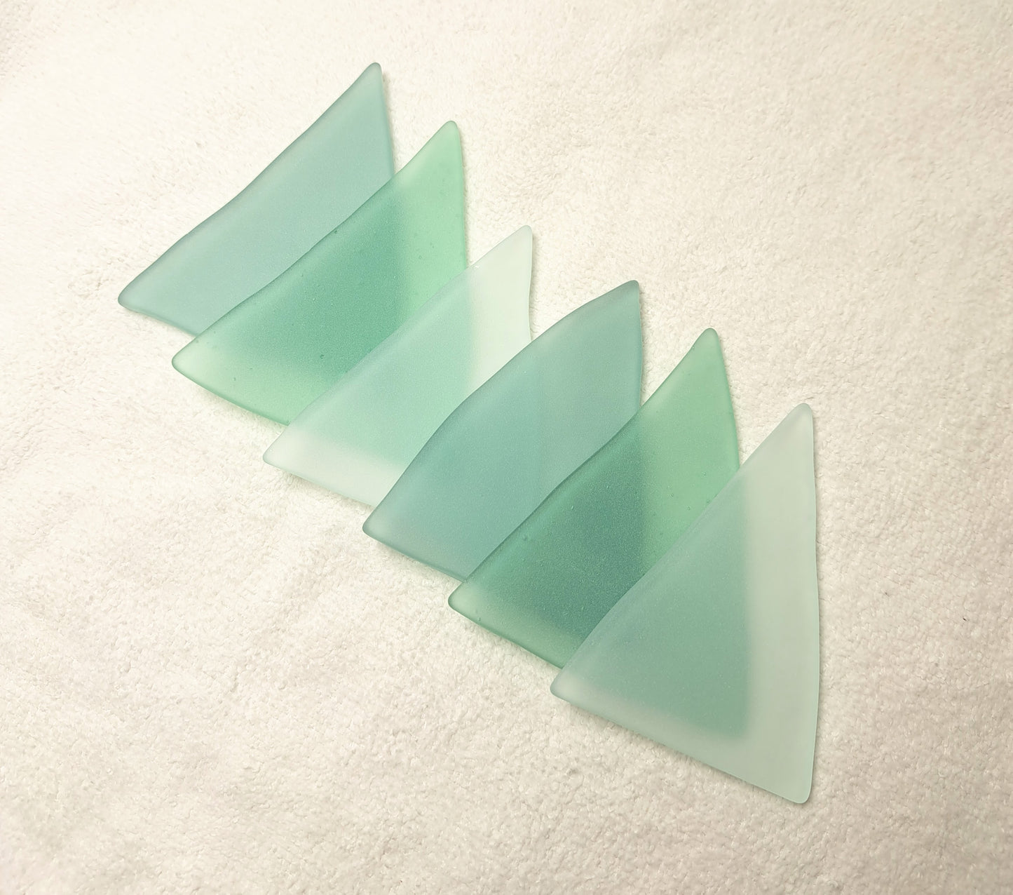 Sea Glass Triangles - Green - Set of 10 - 3 Inches