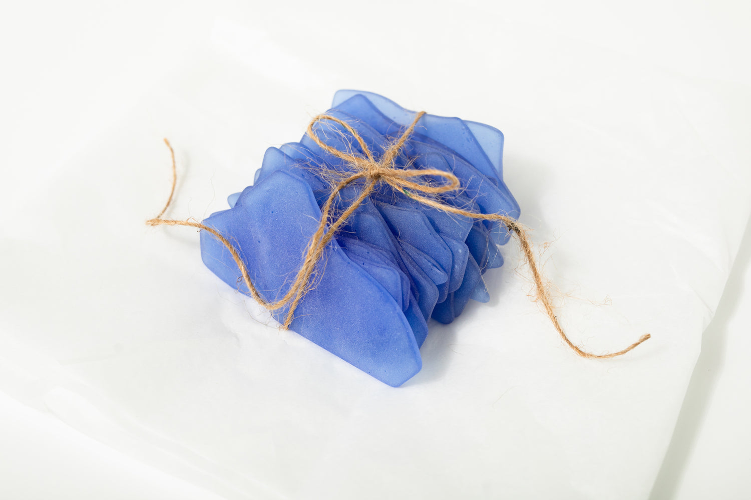 Cornflower blue sea glass place cards. Photo credit to Kinsey Holt Photography.