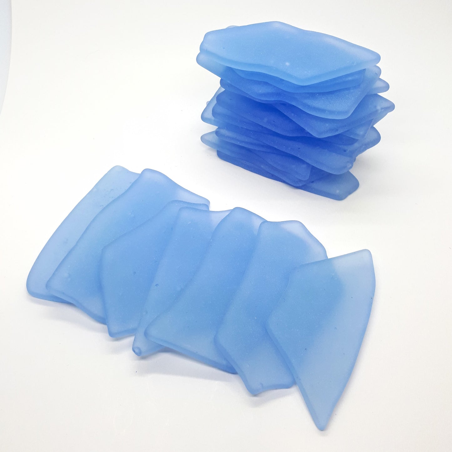 Sky Blue Sea Glass Place Cards - Set of 20 - Irregular Shaped Pieces