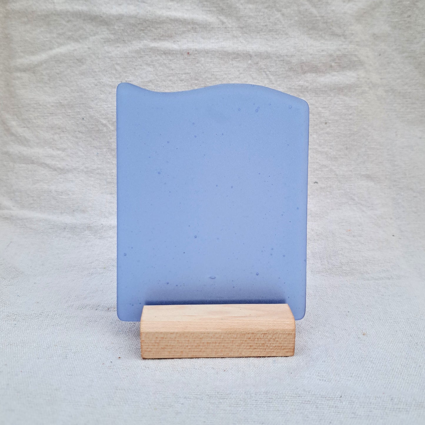 Cornflower blue sea glass sign blank - 5x4 inch tumble glass piece
