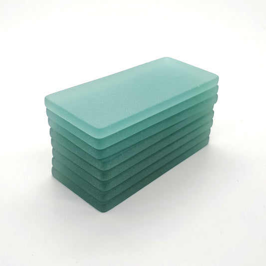 Sea glass place cards - Dark sea green - Set of 20 rectangular tiles