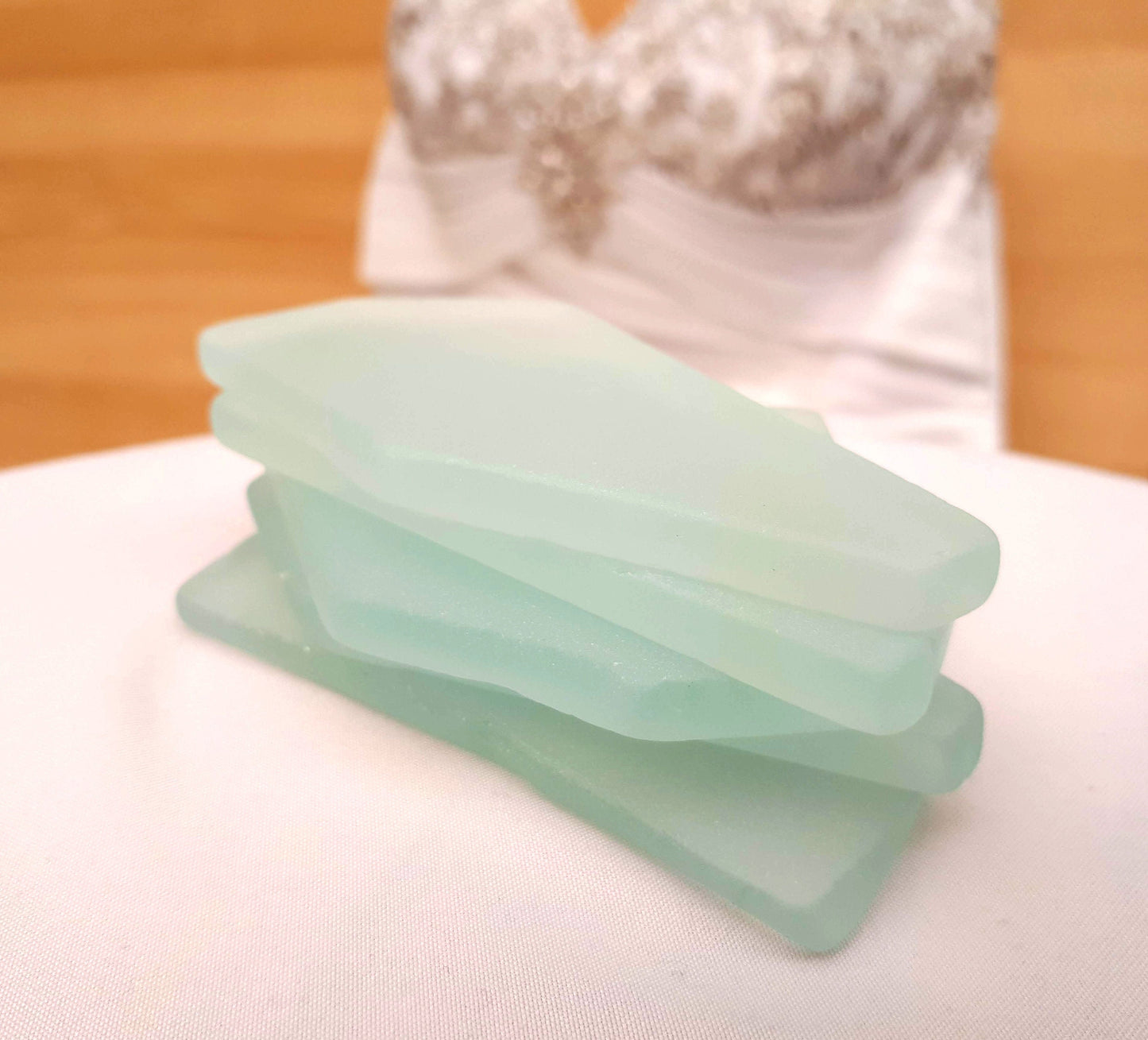 Light Sea Green Sea Glass Place Cards - Set of 20 - Irregular Shaped Pieces