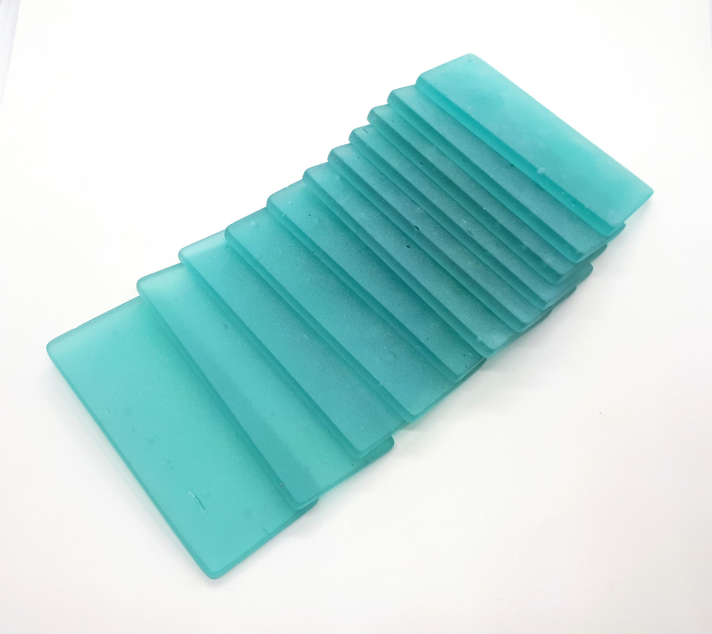 Teal sea glass place cards - Set of 20 rectangular tiles